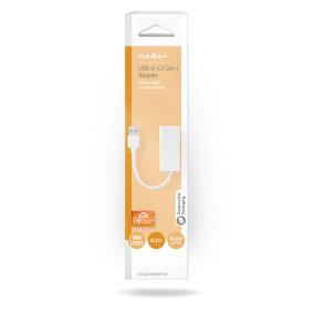 Nedis USB-netwerkadapter | USB 3.2 Gen 1 | 1 Gbps | USB-A Male | RJ45 Female | 0.20 m | Rond | Vernikkeld | Koper | Wit | Doos - CCGB61950WT02