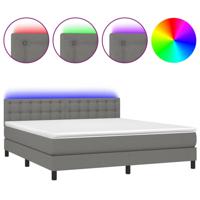 Boxspring met matras en LED stof donkergrijs 180x200 cm - thumbnail