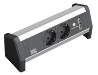 BACHMANN DESK 2x Geaard stopcontact 1x USB Oplader - thumbnail