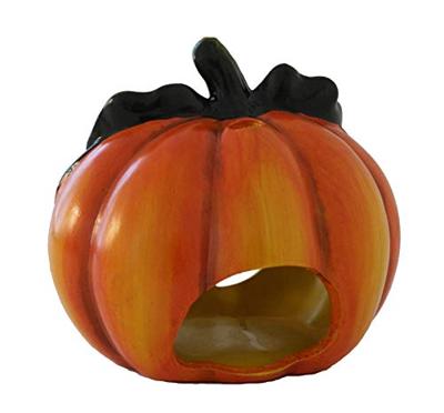 Windlicht pompoen van klei, oranje/groen (B/H/D) 18x17x17cm