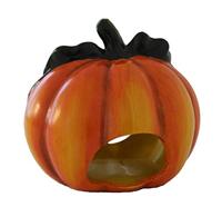 Windlicht pompoen van klei, oranje/groen (B/H/D) 18x17x17cm - thumbnail