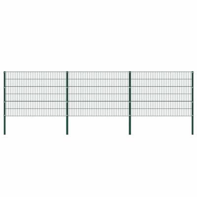 Schuttingpaneel met palen ijzer 522x120 cm groen