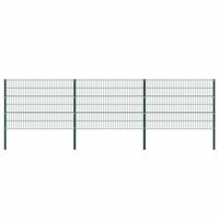 Schuttingpaneel met palen ijzer 522x120 cm groen - thumbnail