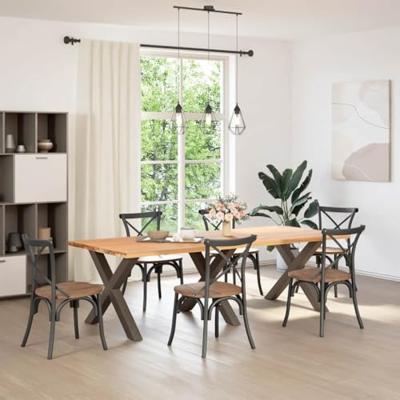 Eettafelpoten 3 st X-vormig 90x(72-73) cm staal naturel