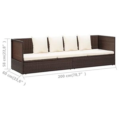 Loungebed met ligkussen en kussens poly rattan bruin Loungebed met ligkussen en kussens poly rattan bruin