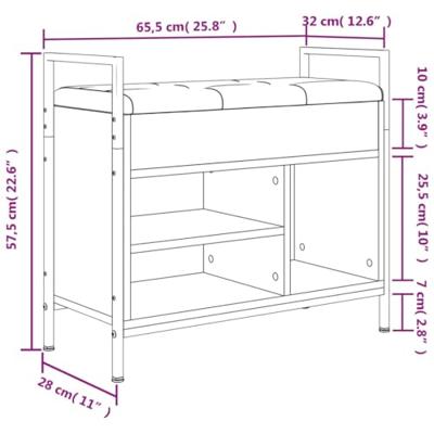 Schoenenbankje 65,5x32x57,5 cm bewerkt hout bruin eikenkleur