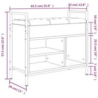 Schoenenbankje 65,5x32x57,5 cm bewerkt hout zwart - thumbnail