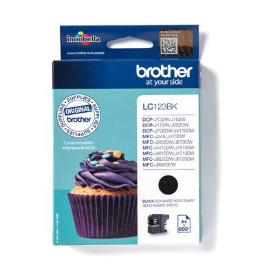 Brother inktcartridge, 600 pagina&apos;s, OEM LC-123BK, zwart