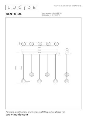 Lucide SENTUBAL - Hanglamp - LED Dimb. - 5x5,3W 2700K - Zwart Lucide SENTUBAL - Hanglamp - LED Dimb. - 5x5,3W 2700K - Zwart
