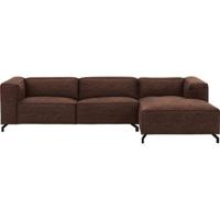 Goossens Bank Calvin bruin, micro leer, 3-zits, modern design met ligelement rechts - thumbnail