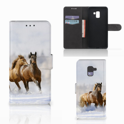 Samsung Galaxy A8 Plus (2018) Telefoonhoesje met Pasjes Paarden Samsung Galaxy A8 Plus (2018) Telefoonhoesje met Pasjes Paarden
