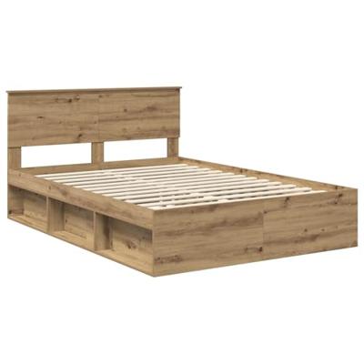 Bedframe Ambachtelijk eiken 135 x 190 cm Massief grenenhout