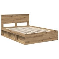 Bedframe Ambachtelijk eiken 135 x 190 cm Massief grenenhout - thumbnail