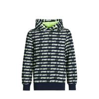 WE Fashion trui met all over print donkerblauw/groen/wit - thumbnail