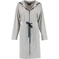 Cawö Cawö Dames Badjas met Capuchon, band en rits 821 - Grau-blau XS - thumbnail