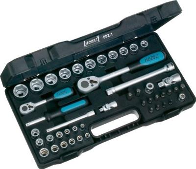 HAZET Dopsleutelset 882-1 | 3/8 inch (10 mm) vierkant hol, 1/4 inch (6,3 mm) vierkant hol, 1/4 inch (6,3 mm) zeskant massief, 5/16 inch (8 mm) zeskant