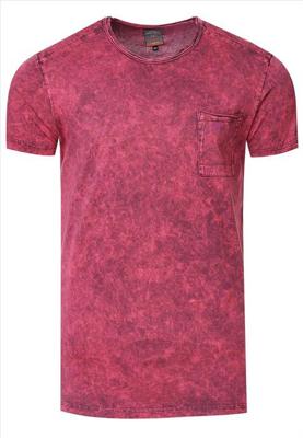 RustyNeal - Heren T-shirt - Shirt - Bordeauxrood - Borstzak