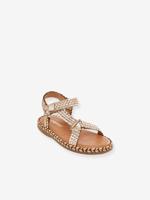 Leren kindersandalen met klittenband Blister LES TROPEZIENNES® PAR M. BELARBI goudbeige - thumbnail