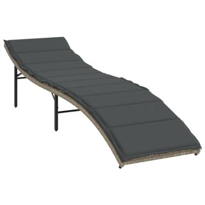 Ligbedden 2 st met tafel poly rattan lichtgrijs - thumbnail