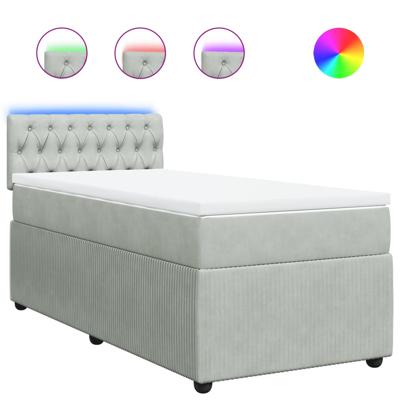 Boxspring met matras fluweel lichtgrijs 90x190 cm