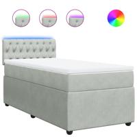 Boxspring met matras fluweel lichtgrijs 100x200 cm - thumbnail