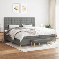 Boxspring met matras stof donkergrijs 200x200 cm - thumbnail