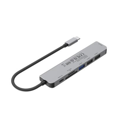 uHUB S7+ 7-in-1 USB-C 5 Gbps hub met 4K HDMI en 100W vermogen | H118A | 3 USB-A-poorten | HDMI 1.4 | 0,15 m kabel | USB 5 Gbps | HDMI-poort, USB-A-poort, microSD-sleuf, SD-slot