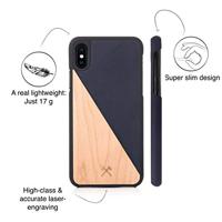 Woodcessories EcoSplit mobiele telefoon behuizingen 14,7 cm (5.8") Hoes Blauw, Esdoornkleur - thumbnail