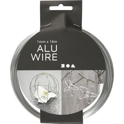 Creativ Company Alu draad, rond, dikte 1 mm, zilver, 16 m/ 1 rol - thumbnail