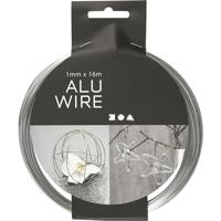 Creativ Company Alu draad, rond, dikte 1 mm, zilver, 16 m/ 1 rol - thumbnail