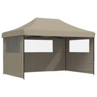 VidaXL Partytent inklapbaar pop-up met 3 zijwanden taupe - thumbnail