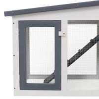 Konijnenhok voor buiten groot 204x45x85 cm hout grijs en wit - thumbnail