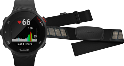 Garmin Forerunner 45S Zwart + Garmin HRM-DUAL Hartslagmeter Borstband Zwart