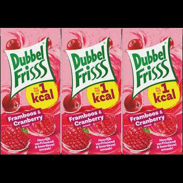 DubbelFrisss 1Kcal Framboos Cranberry 6pack 0,2L bij Jumbo