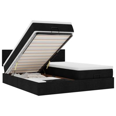 Ottoman bed met matrassen en LED's 180x200cm stof zwart