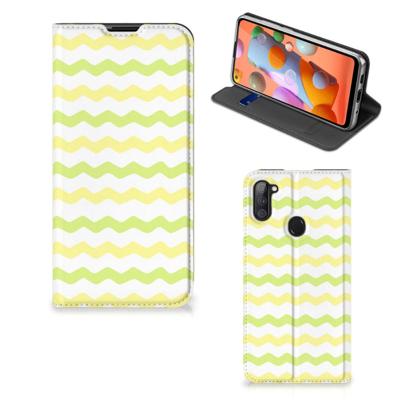 Samsung Galaxy M11 | A11 | Hoesje met Magneet | Waves Yellow