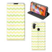 Samsung Galaxy M11 | A11 | Hoesje met Magneet | Waves Yellow - thumbnail