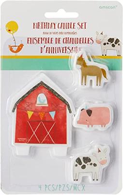 Amscan Kaarsen boerderij barnyard 8 cm set van 4 stuks | 24 stuks