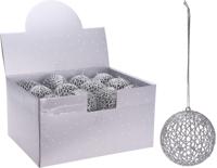 5 stuks! Kerstbal met glitter 9 cm zilve Nampook - Nampook - thumbnail