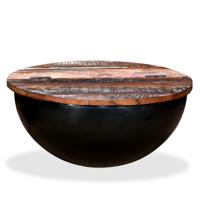 Salontafel komvormig massief gerecycled hout zwart - thumbnail