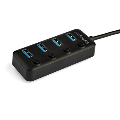StarTech.com 4 Port USB-C Hub - USB-C naar 4x USB 3.0 Type-A met Individuele On/Off Port Switches - SuperSpeed 5Gbps USB 3.1/3.2 Gen 1 - USB Bus Powered - Mobiel ontwerp - 25cm Kabel