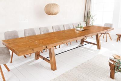 Massieve eettafel FINCA 300-400cm vintage bruin uitschuifbaar gerecycled grenenhout - 45129
