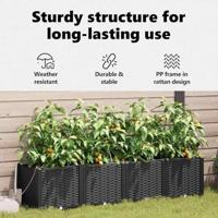 Tuin Bloempot 4 pcs Zwart Staal - thumbnail