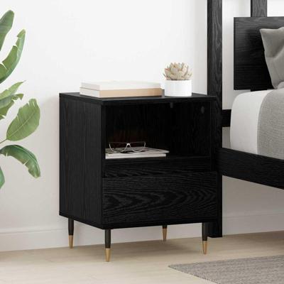 Nachtkastje 2 pcs Zwart eiken 40 x 35 x 50 cm Bewerkt hout