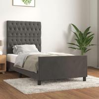 Bedframe zonder matras 90x200 cm fluweel donkergrijs - thumbnail