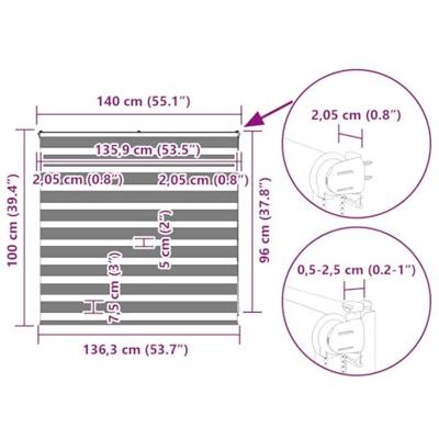 VidaXL Zebra rolgordijn 140x100 cm stofbreedte 135,9cm polyester bruin