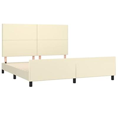 Bedframe met hoofdbord kunstleer crèmekleurig 160x200 cm