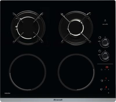 BRANDT BPI6413BM - Combi-inductie / gaskookplaat - 4 zones - B 51 x D 58 cm - Glascoating - Zwart BRANDT BPI6413BM - Combi-inductie / gaskookplaat - 4 zones - B 51 x D 58 cm - Glascoating - Zwart