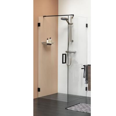 zijwand (voor comb. met swingdeur) 1000 breed 2000 hoog zwart helder glas + antikalk