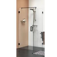 zijwand (voor comb. met swingdeur) 1000 breed 2000 hoog zwart helder glas + antikalk - thumbnail